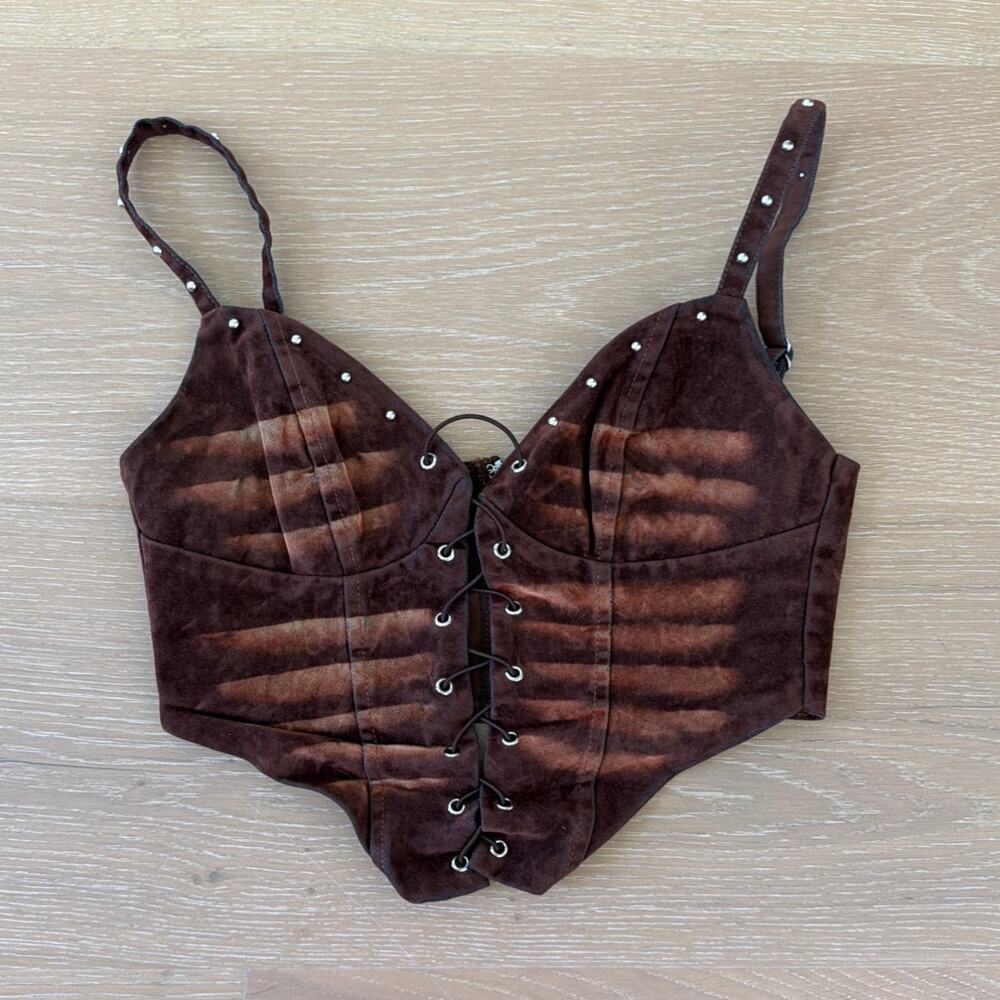 Outcast Clothing Pyra Corset Top Size M in Rust Brown